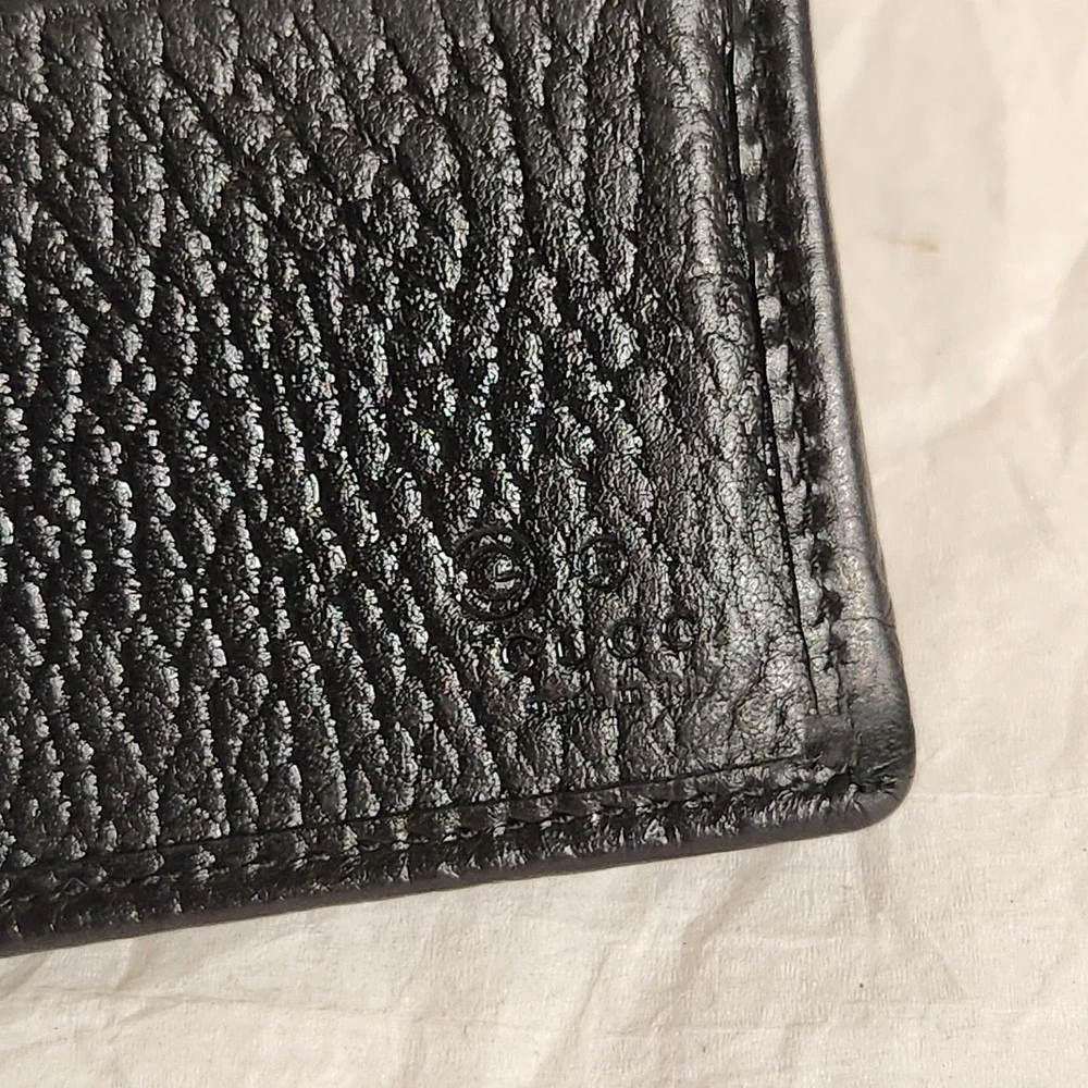 Gucci Canvas Black Men's Web Tab GG Guccissima Bifold Wallet